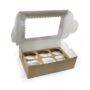 Cupcake Boxes 6 Holes White Brown