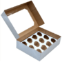 Cupcake Boxes 12 Holes White Brown