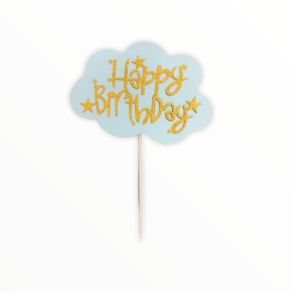 Happy Birthday Blue Cloud Shape Topper