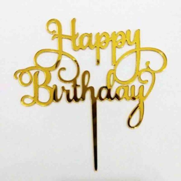 Happy Birthday Gold Lowercase Topper
