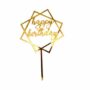 Happy Birthday Gold With Two Squares Topper