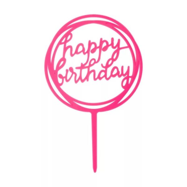 Happy Birthday Round Deep Pink