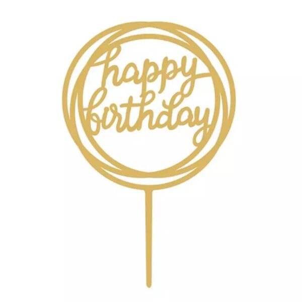 Happy Birthday Round Pale Yellow Gold