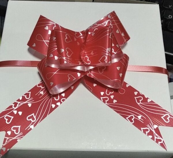 Pull Flower Ribbon Red with Hearts