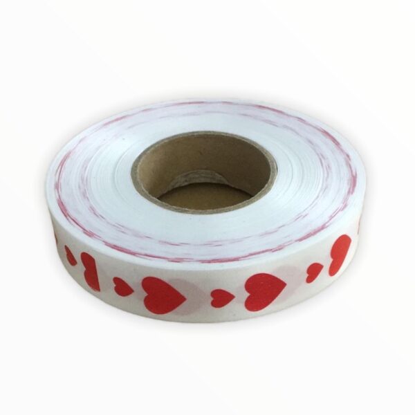 White Ribbon Red Hearts per metre