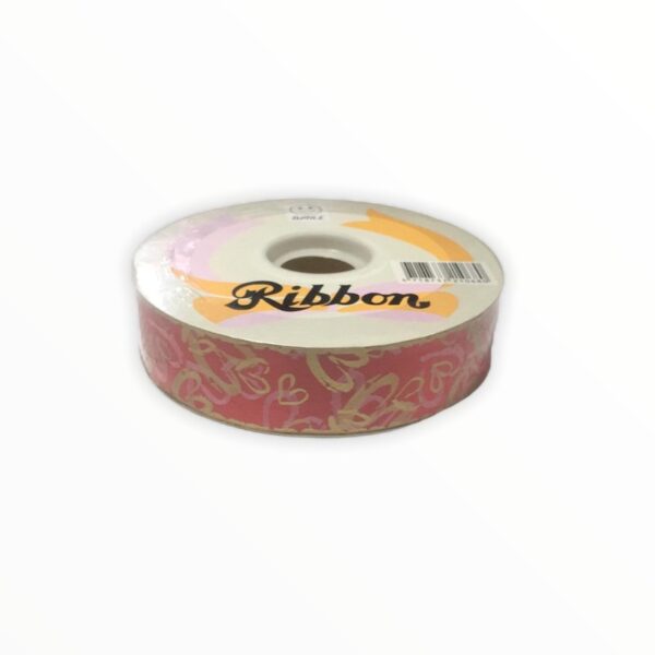 Ribbon with Yellow Pink Hearts per metre