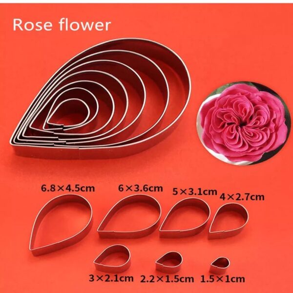 Metallic Rose Flower Cutters 7 Pieces Set