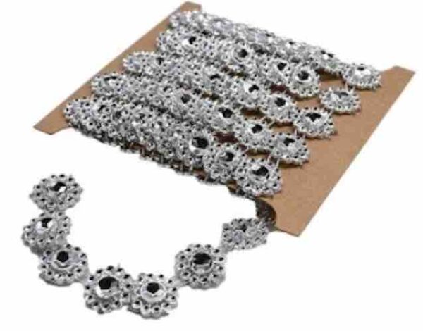 Silver Round Rhinestone Per Metre