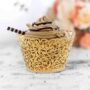 Single Piece Gold Lace Cupcake Case