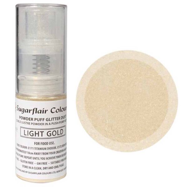 Sugarflair Light Gold Powder Puff Glitter Dust